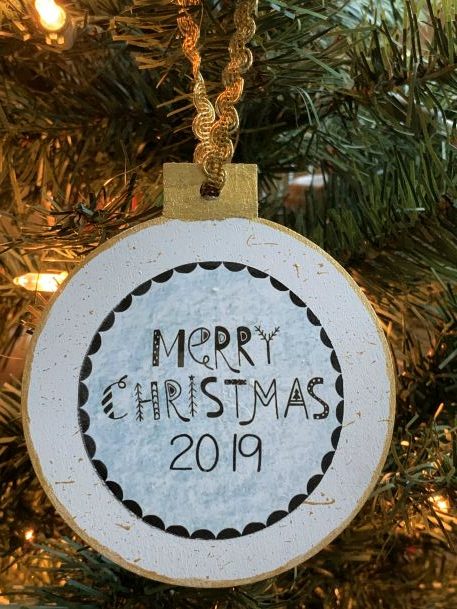 Heat Transfer Vinyl Wooden Christmas Ornament from www.thisautoimmunelife.com #HTV #personalized #ChristmasOrnament